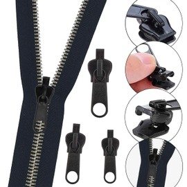 Pack of 12 Replacement Zip Sliders - Removable Zip Pull Fixer Zip, Removable Zipper Pull Fixer for Jackets, Suitcases, Backpacks (Black)