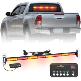 XRIDONSEN 35 inch Amber Red Traffic Advisor Light Bar 48 LED Emergency Strobe Lights Safety Warning Lights Front/Rear Window w/Display Controller for Firefighter Law Enforcement Vehicles Trucks