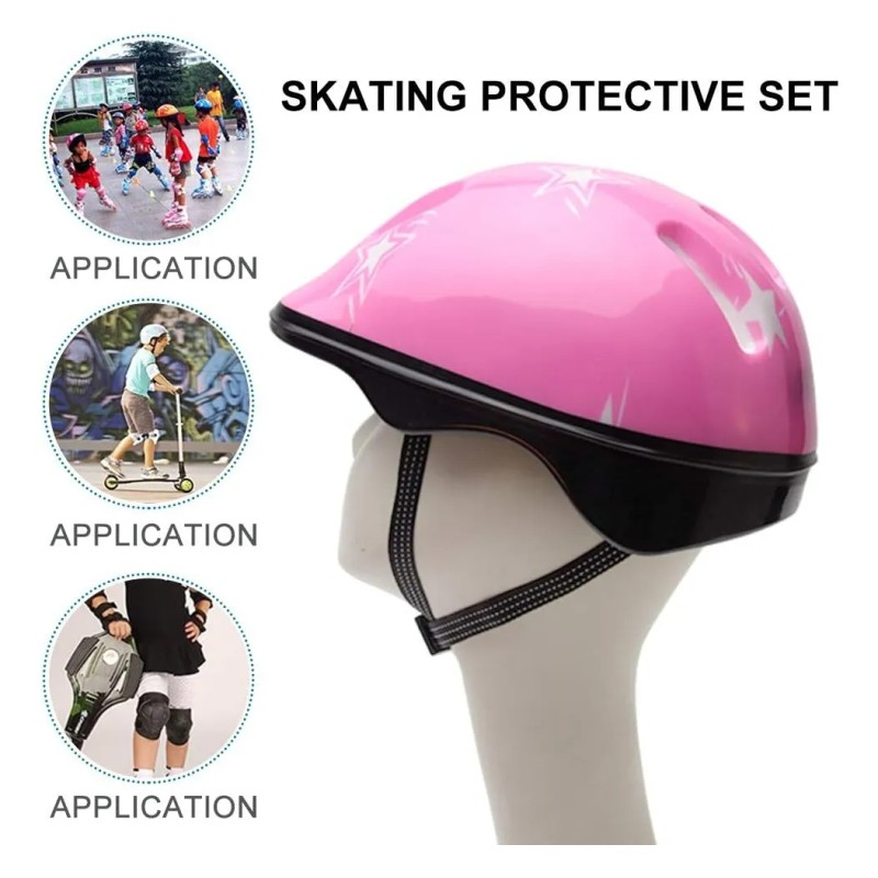 Kit De Protección De Patín Casco Rodillera Codera Para Niños