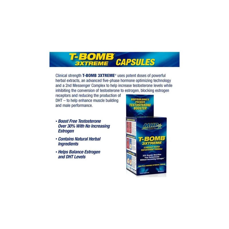 MHP T-Bomb 3Xtreme Testosterona Precursor Suplemento Tabletas 168