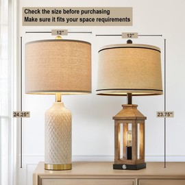 G-SAFAVA 24.25" Table Lamps Set of 2 Modern Ceramic Lamps for Living Room Bedside Lamps Gold for Night Stands Boho Bedroom Lamp Farmhouse Side End Table Lamps