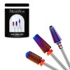 MelodySusie 3Pcs Nail Drill Bits Set, 3/32'' Carbide Tungsten Bits, 5 in 1, Smooth Round Top Large Barrel and Tornado Bits, Suitable for Manicure Pedicure Cuticle Gel Acrylic Remover, Purple