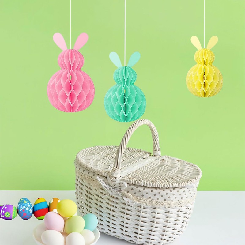 Easter Decorations Hanging Tree Paper Bunny Honeycomb Ball Hanging Pendant