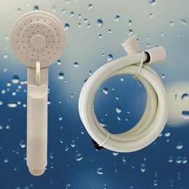 RV Bathroom Shower Sprayer Kit - Bisque Parchment Shower Head with Handheld Shower 60" Hose for Camp and Travel Trailer
