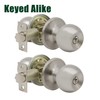 Probrico (2 Pack) Keyed Alike Door Knobs Combo Pack, Brushed
