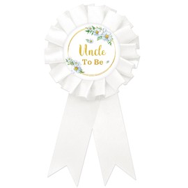 Daisy Uncle to Be Tinplate Badge Pin, Flower Best Uncle Ever Pin, Gender Reveal Button for Men, White Rosette Uncle to Be Award Ribbon, Boho Daisy Baby Shower Party Favors