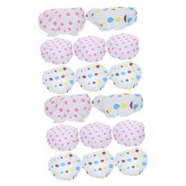 LALAFINA 16pcs Shower Caps for Adults Stylish Dots Printing Bathing Hats for and Home Use and Reusable Easy to Carry