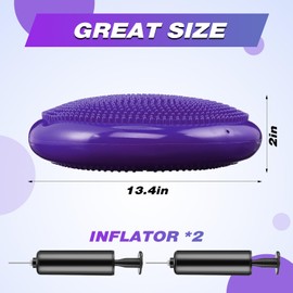 Leitee 10 Pcs Wobble Cushion Inflated Wiggle Seat for Kid, 13'' Balance Disc with Air Pump, Flexible Classroom Seating Pad for Focus Sensory Training Core Stability Physical Exercise(Purple)