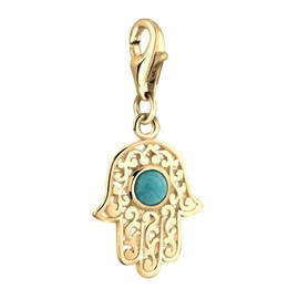 Nenalina Hand of Fatima 0402832522 Carabiner Charm Pendant for Charm Bracelet 925 Sterling Silver, Sterling Silver, howlite