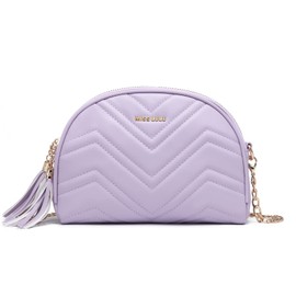 Miss Lulu Umhängetasche Damen Klein Crossbody Bag Schultertaschen Kunstleder, V-förmige Strickstruktur, Quasten-Dekoration mit Abnehmbarem Schultergurt