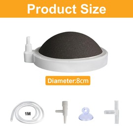Begonia Aquarium Air Stone Diameter 80 mm, Oxygen Stone for Aquarium, Nano Bubble Stone Disc, Airstone Aquarium with 1 m Hose, Control Valve and Suction Cup, Aquarium Oxygen Stone Rocks