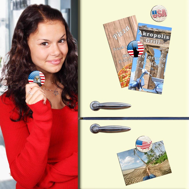 Kühlschrankmagnete Länder Flagge USA 4er Geschenk Set Amerika Magnete für