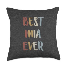 Custom Mia Gifts & Designs for Girls Best Mia Ever Retro Vintage Name Gift Dark Heather Gray Throw Pillow, 18x18, Multicolor