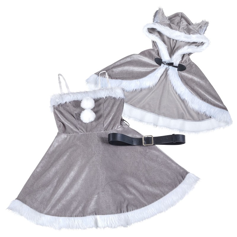 Clear Stone Miminoel Women's Cosplay Okami Cape Santa, Gray