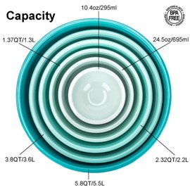 6-Piece Nesting Melamine Mixing Bowl Set with Lids, Teal Assorted Colors