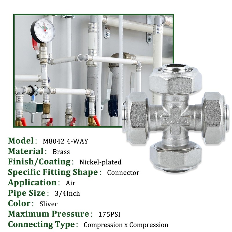 Maxline M8042 Multi Directional 3/4" Cross Fitting Tubing Compressed Air