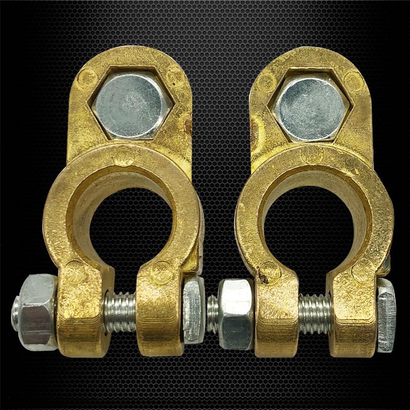 Ampper Brass Battery Terminal Connectors, Top Post Battery Terminals Clamp