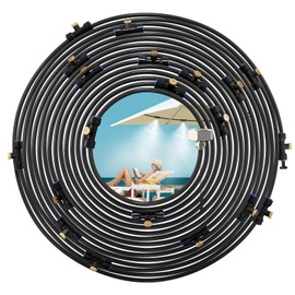 Cureder Misting Cooling System, 26FT (8M) Misting Line + 7 Brass Mist Nozzles + Brass Adapter(3/4") Outdoor Mister for Patio Garden Greenhouse Trampoline for Waterpark