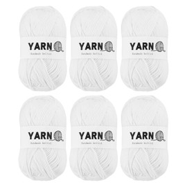 Rebower 6Pcs Pale White Acrylic Yarn 790 Yard 4 Ply Soft Crochet Yarns Sport Weight Yarn,[for DIY Crocheting Knitting Craft Blankets Hats]-300g