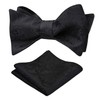 Alizeal Men's Paisley Jacquard Tuxedo Self Bow Tie with Hanky