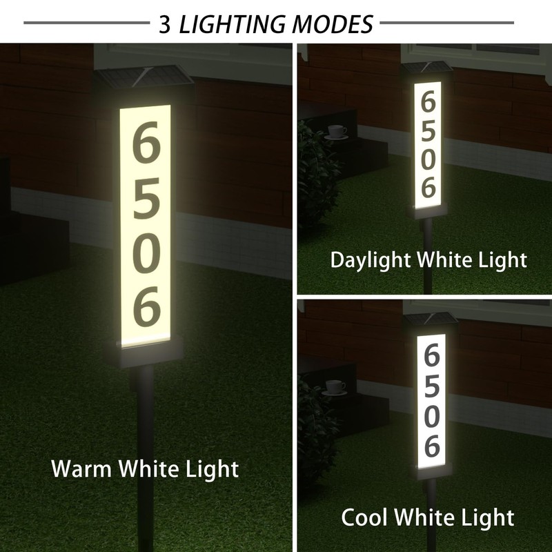 CTOL Solar Address Sign - Double-Sided LED Illuminated House Numbers,