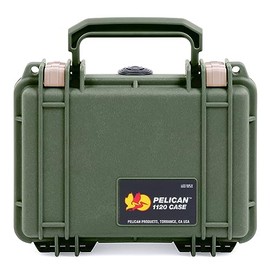 ColorCase Pelican Protector 1120 Case OD Green - Small Size Waterproof Case with Pick & Pluck Foam & Convoluted Lid Foam - Desert Tan Latches