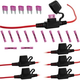 Generic Gaoekoius 16 AWG Waterproof Inline Blade Fuse Holder kits-6pcs 12 Gauge Fuse Holder with 6PCS 10AMP fuses / 12pcs Heat Shrink Butt connectors(6Sets)