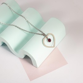 Birthstone necklace (January), Birthstone jewelry, Women's heart necklace. Gifts for lovers, daughters, elders and best friends
