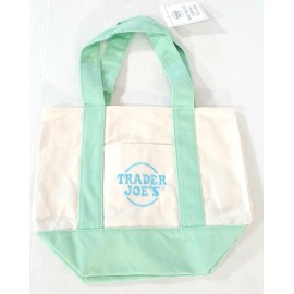 Trader Joe's Mini Pastel Canvas Tote Bag in Green NWT