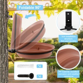 2 Packs Wall Mounted Bird Feeder, Multifunctional PP Garden Bird Bath Tray with Iron Brackets, Space Saving Foldable Bird Feeding Tray for Sparrows