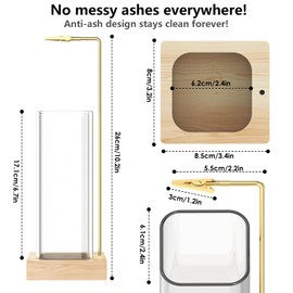 Bighan Incense Holder，Wood Incense Holder for Sticks with Glass Ash Catcher，Incense Burner for Meditation Yoga Spa Room Decor