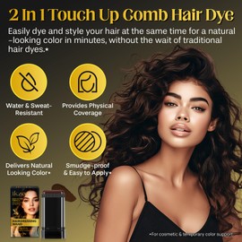 ​​Safe and Convenient Comb Hair Dye | Portable Color Touch-Up Wand | Waterproof and Sweat-Proof | Instantly Covers Gray Roots | Precision Brush for Accurate Coverage | 20g (01# Brown)​​