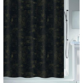 Spirella Anti-Mould Shower Curtain - Anti-Bacterial, Washable, Waterproof, Polyester, "Georges" 180 x 200 cm Black Gold