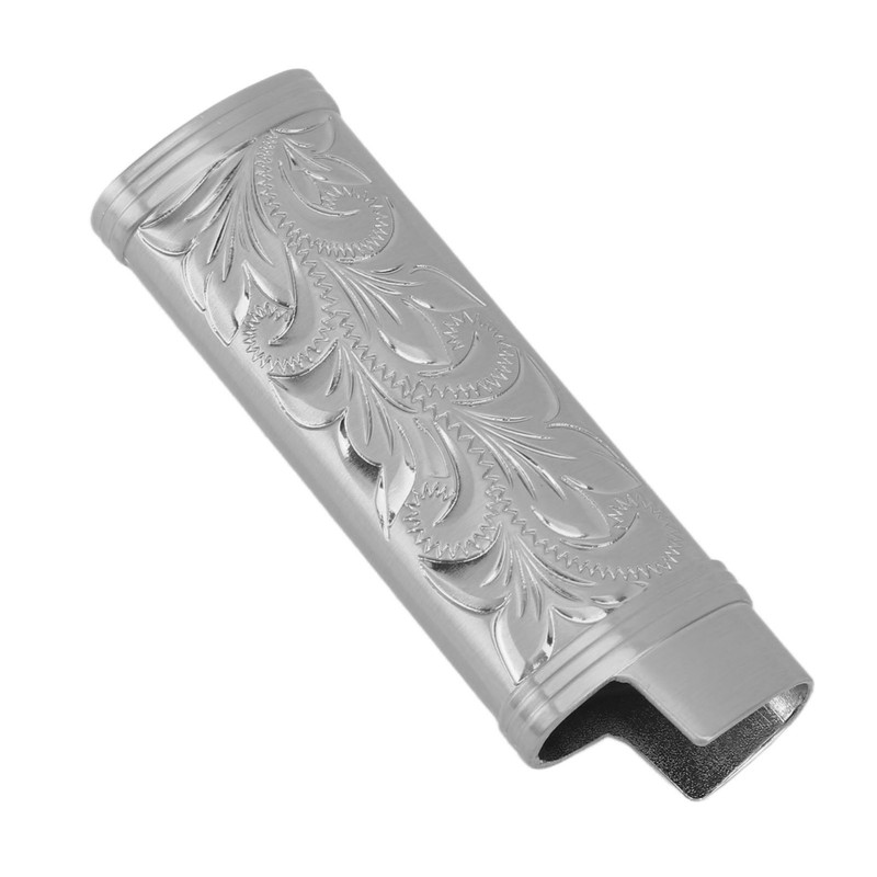 2Pcs Lighter Case Zinc Alloy Lighter Storage Container Floral Pattern