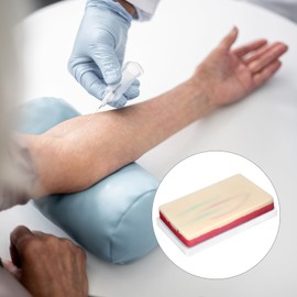 QWORK® Vein Puncture and Injection Training Pad with 4 Embedded Veins and Blood Return Function - Medical Student Nurse Accessory