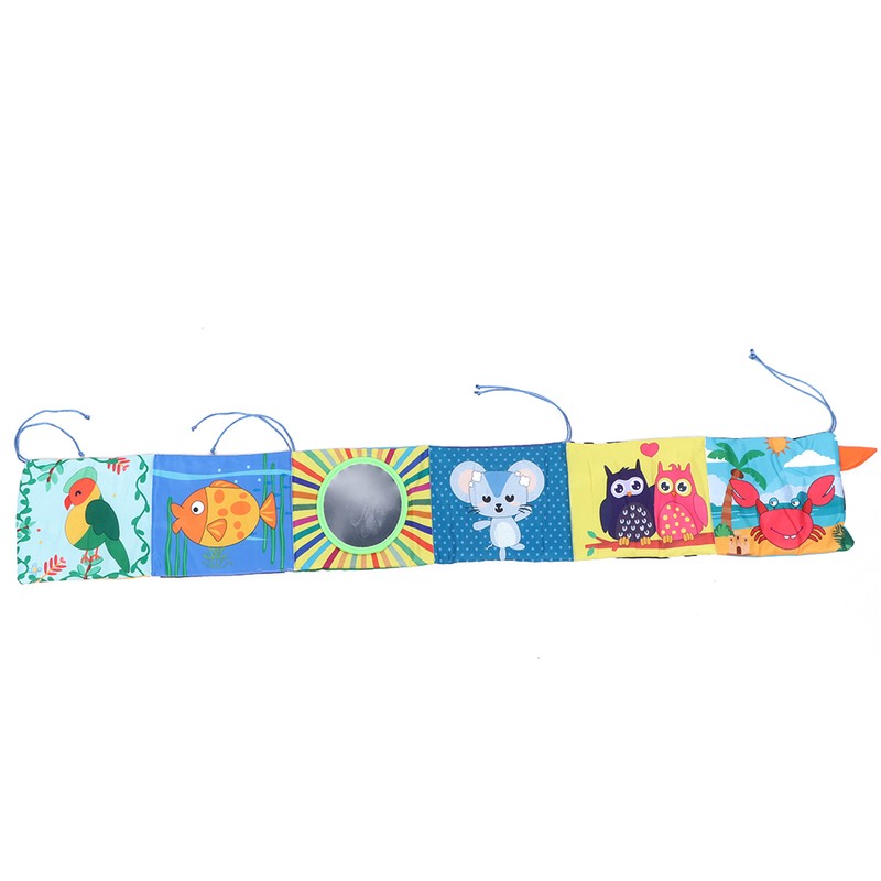 Infant Crib Cloth Book Cute Animal Learning Rattle Distorting Mirror