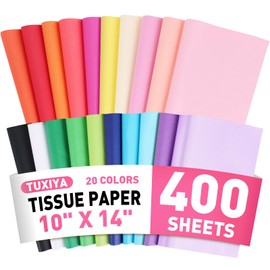 400 Sheets Tissue Paper, 20 Colors 10" X 14" Tissue Papers for Gift Bags Birthday Party Flower Decoration, Colored Tissue Paper Bulk for Packaging