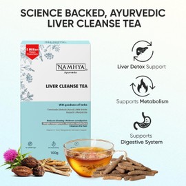 Namhya Ayurveda Liver Cleanse Tea Bags with Harad & Milk Thistle for Liver Health and Wellness - Detox Tea Supports Digestion, Metabolism & Immunity - Herbal Tea Bags for Constipation - Pack of 25