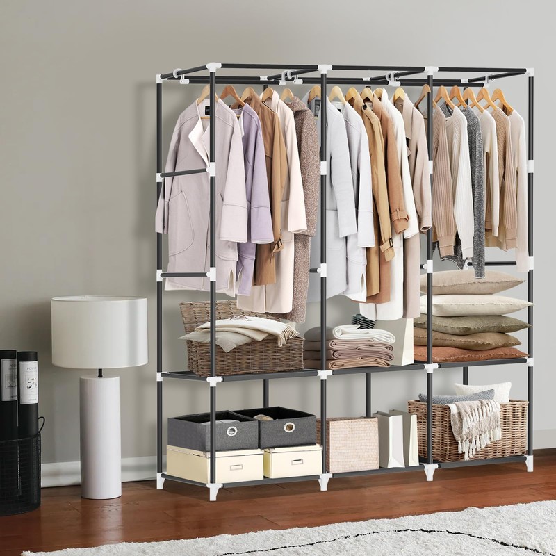 LOKEME Portable Closet, Portable Closets for Hanging Clothes with 3