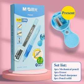M&G Mechanical Pencil Set, 2mm Mechanical Pencil, With Eraser Refill and Sharpener, School Supplies, Drawing Pencils, Sketching Pencils，Aesthetic Mechanical Pencils for Writing (Blue)