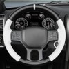 MEWANT DIY Stitched White Leather Steering Wheel Cover Wrap for