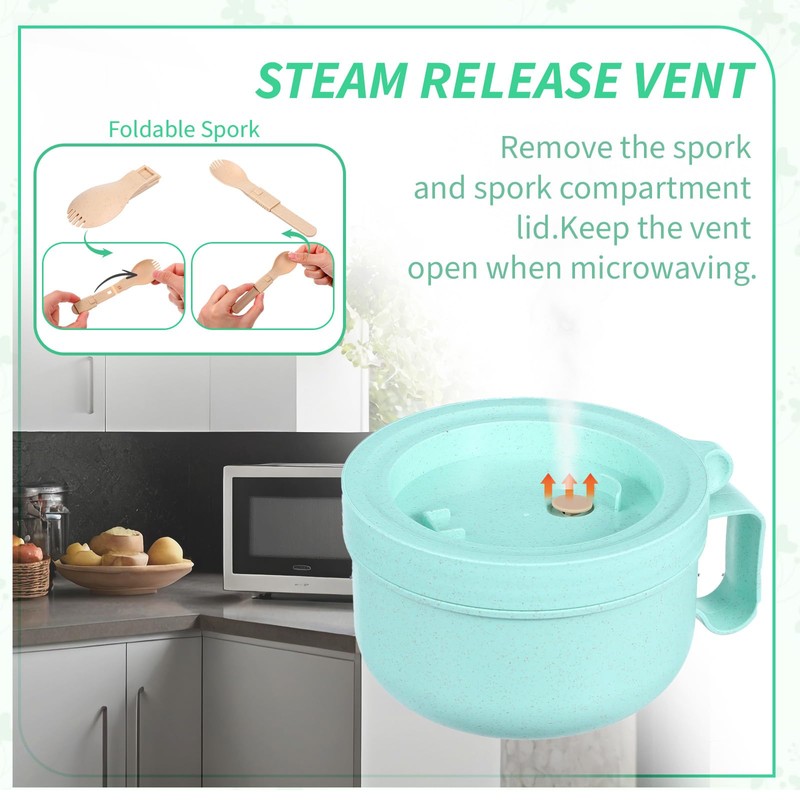 4 Pcs Microwave Ramen Bowl Microwavable Instant Soup Cups with