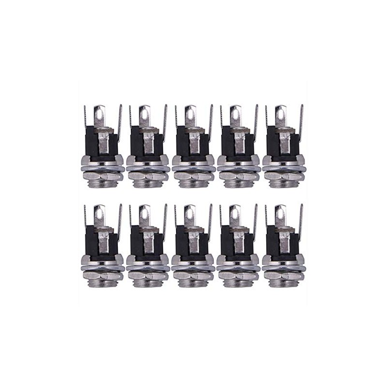 Hailege 10pcs DC Power Jack Socket Female Panel Mount Connector