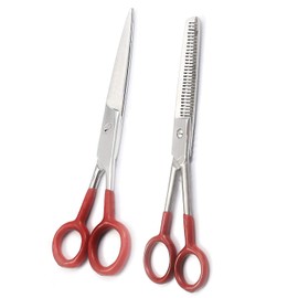 OdontoMed2011® 6" Grooming Hair Salon Stylist Barber Thinning Shears and Scissors - Red Padded Finger Holes