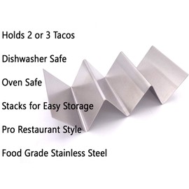 Set of 36 Metal Taco Holders - Stainless Steel Taco Trays- Dishwasher, Oven, and Grill Safe - Great for Sandwiches and Hotdogs too (36)