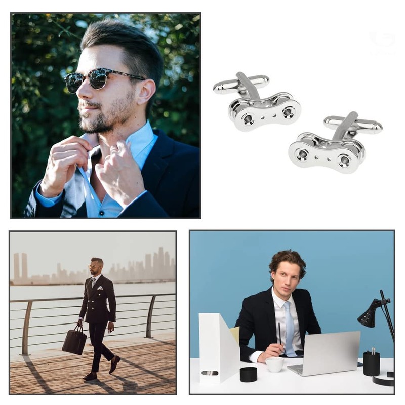 FFangBox,2 Pcs Cufflinks Bike Chain Cuff Links Copper Cuff Pins