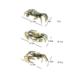 TEAMWILL Miniatures Brass Crab Small Statue Ornaments Retro Animal Figurines Decor Crafts (Style 2)