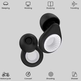 STEZHOU Ear Plugs for Noise Reduction, Reusable High Fidelity Earplugs for Concerts, Musicians, Motorcycles, Study, Parent, Party, Flights & Noise Sensitivity, 25-30dB Noise Cancelling Black White