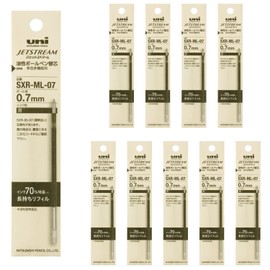 Mitsubishi Pencil, Ballpoint Pen Refill, Jet Stream Long Lasting Refill, 0.7, Black, 10 Count SXRML07.24
