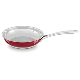 KitchenAid Riveted Stainless Steel/Red Fry Pan Dishwasher Induction Safe 8" S...